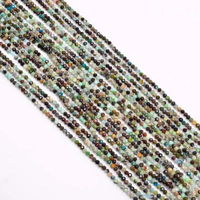 Cuentas micro facetadas redondas de piedras preciosas turquesa natural 2,5-3 mm hilo 12,5" 111 Foto 1 de 2