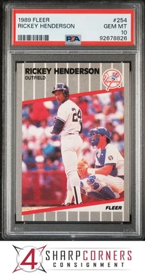 Fleer #254 1989 Rickey Henderson Yankees Hof PSA 10 Foto 1 de 3