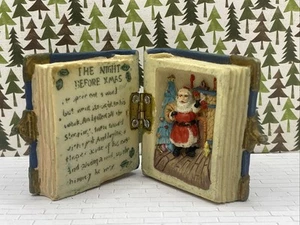 Night Before Christmas Vintage Book Hinged Santa Resin Figurine - Picture 1 of 10