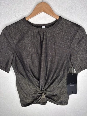 Camiseta Lululemon Crescent *Preto Spark Tamanho 2 Nova com etiquetas - Imagem 1 de 4