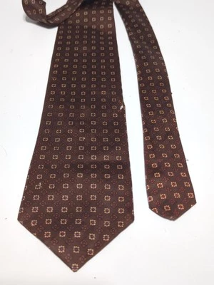 Vintage Pride of England Briar Brown Tan Flowers Floral Neck Tie 70s 80s  - Image 1 of 4