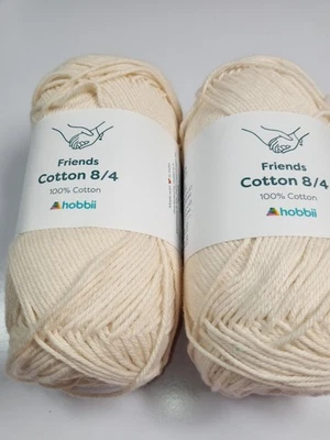 Hobbii Yarn Friends Algodón 8/4-Lote de 2 madejas-Cada 174 yardas #03 Avena Foto 1 de 2