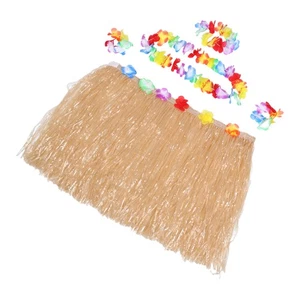 1 set gonna hawaiana con lei: vestito da festa tropicale - vestito hula in - Imagen 1 de 12
