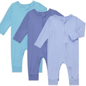 Baby Footless Pajamas Bamboo Rayon 3pcs Unisex Infant Zipper Romper with Mitt... - Picture 1 of 5