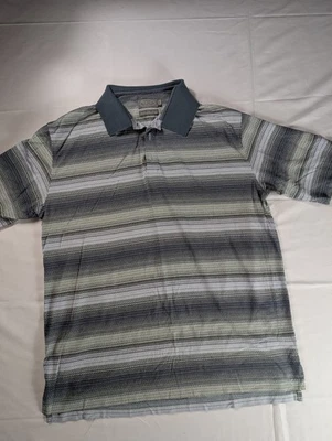 Polo Talbot's Hombres Algodón Pima Mercerizado Rayas Azul Gris Talla L Defectos Foto 1 de 4