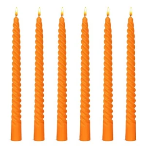 6 Pack 10 Inch Burnt-Orange Spiral Taper Candles for Halloween and Fall Harve... - Picture 1 of 7