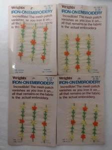 NOS Vintage Wrights Bügelbild Stickerei Applikationen NEU Floral Blumen 3,5" - Bild 1 von 3
