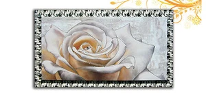 QUADRO MODERNO ROSA BIANCA CORNICE ARGENTO ARREDO CASA SALOTTO SALA 114x64 CM - Imagen 1 de 1