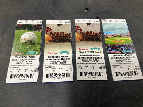 PHILLIES 2015 TICKET STUB 6/26/15-6/27/15-6/28/15 VS NATIONALS Cover