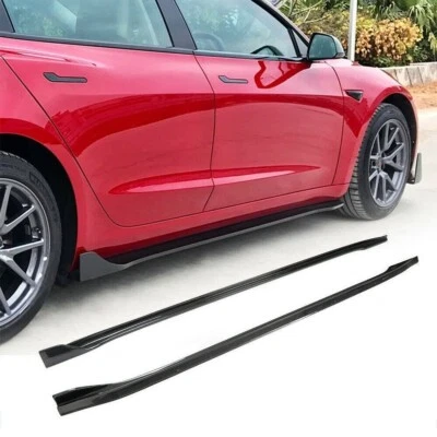 Alerón de extensión de faldón lateral de fibra de carbono real para Tesla Modelo 3 17-2023 Foto 1 de 4