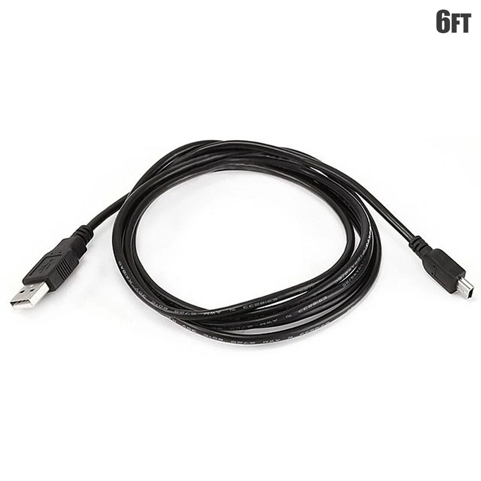 6FT USB Type A to Mini B 5-Pin Sync Data Charge Cable Cord PC Phone Camera 28AWG - Image 1 of 1