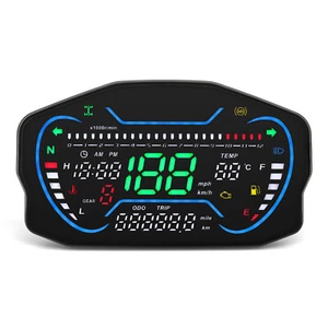 LCD Digital Universal Motorcycle Odometer Speedometer Tachometer 12000RPM Gauge - Picture 1 of 20