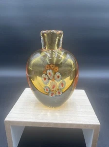 Antigua botella de perfume de vidrio artístico soplado a mano ámbar estilo Millefiori Murano - Imagen 1 de 7