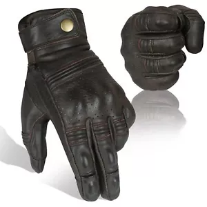 Guanti Moto in Pelle Con Protezioni CAFE RACER Chopper Custom Wax Marrone Touch - Foto 1 di 5