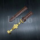 22 Mm Brown/Wt Leather Watch Band Strap Fits For Iwc Pilot Portugese Watch Clasp