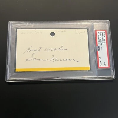 Sam Narron Signed Index Card 3x5 PSA Slabbed Graded N Mint 7 Cardinals Pirates - Image 1 of 2