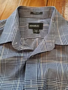 Eddie Bauer Mens Large Tall Long Sleeve Blue Plaid Flannel Shirt - Picture 1 of 2