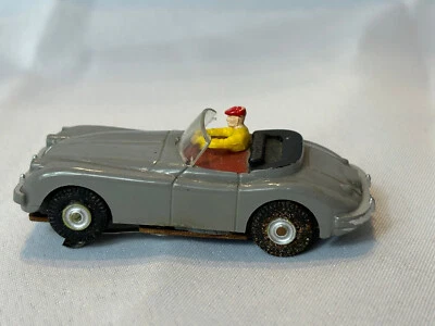 Vtg Aurora Jaguar Slot Car Grey Roadster Convertible British Driver - Image 1 of 4