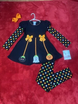 ¡Nuevo! Conjunto Conjunto Conjunto Bonnie Jean Halloween Pantalón Arco Gato $54 Niña Grande Talla 12 Foto 1 de 4