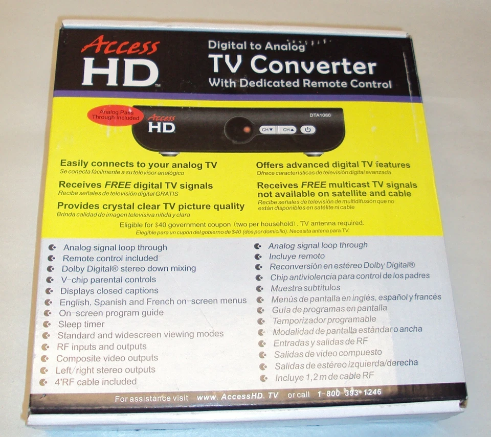 Access HD 1080D NTIA-Approved Digital to Analog TV Converter Box