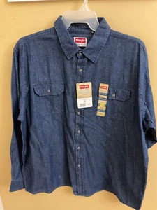Wrangler Camicia Uomo Relaxed Fit Manica Lunga Bottoni Denim Taglia 2XL Nuova con etichette - Foto 1 di 4