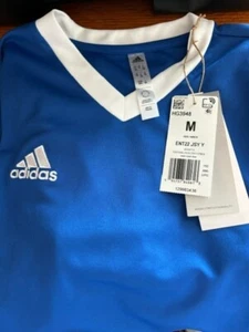 Adidas Entrada 22 Jersey Kids Blue Football Soccer Sport Youth T-Shirts HG3948 - Picture 1 of 1