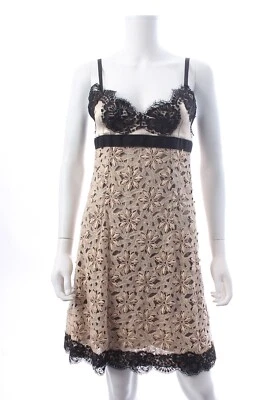 Mini Vestido Dolce & Gabbana Encaje Floral Crochet / Beige/Negro Foto 1 de 4