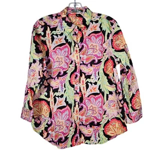 Chemisier Lauren Ralph Lauren multicolore cachemire chemise fleurie coton bouton taille L - Photo 1/12