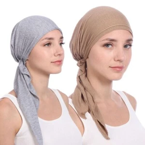 Elastic Cotton Solid Color Hijabs Women Fashion Garments Bonnet Head Wraps Hijab - Picture 1 of 20