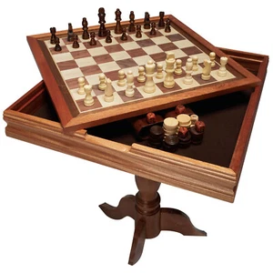 VEVOR Jeu d'Échecs Dames Backgammon 3-en-1 Combo Table de Jeux de Société 44 cm - Zdjęcie 1 z 12