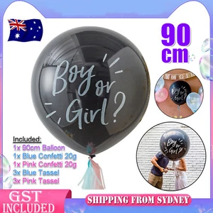 90cm Gender Reveal Baby Shower Balloons Confetti Party Supplies Pink Girl Or Boy - Picture 1 of 5