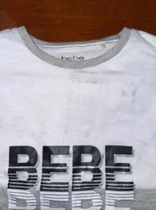 MSRP $41 Bebe Heather Gray Color Block Tee Set Black Size L(6X) (STAINED) - Picture 1 of 2