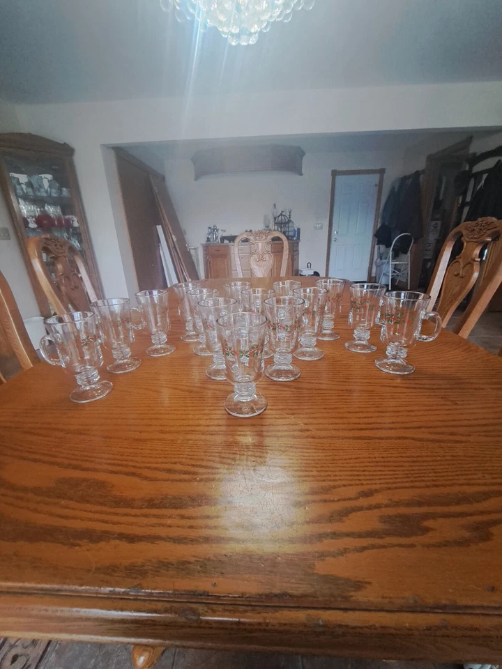 Libbey ирландский кофе винтажный кружки ленты Holly узор комплект из 15 сделано для Arby's - Изображение 1 из 4