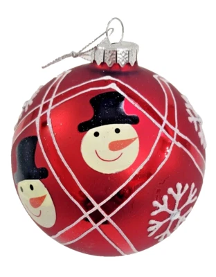 De Colección Bola de Vidrio Adorno de Navidad 4" Rojo Copo de Nieve Muñeco de Nieve Cabeza Colgante Festivo Foto 1 de 4