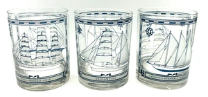 Georges Briard Cocktail Rocks Glasses MidCentury Modern Nautical Themed Set of 3 - Picture 1 of 21