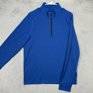 Rhone Mens Pullover Shirt Large Blue Geometric Quarter Zip Activewear Stretch - Picture 1 of 9