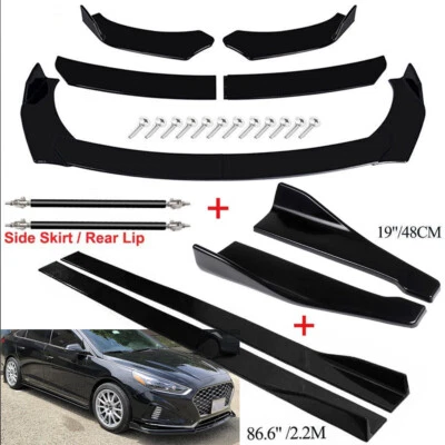 For Hyundai Sonata Sedan Front Bumper Spoiler Body Kit+Side Skirt+Rear Black - Imagem 1 de 4