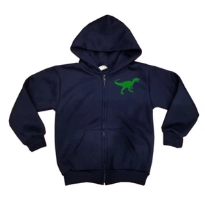 Kid Youth size Dinosaur Tyrannosaurus T-Rex Jacket zip up zipper Hoodie NAVY - Picture 1 of 3