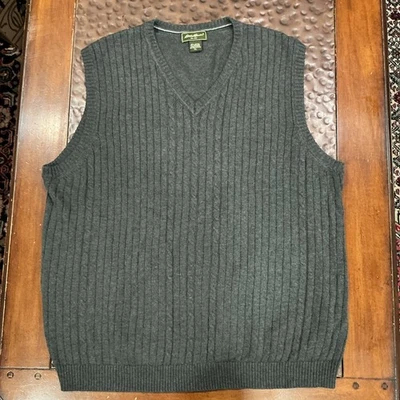 Eddie Bauer Men’s Cotton Cashmere Blend V-Neck Sweater Vest Gray XL - Image 1 of 4