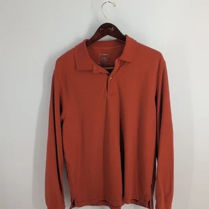 L.L. Bean Traditional Fit Long Sleeve Outdoor Pullover Polo Shirt Red Size M Reg - Picture 1 of 9