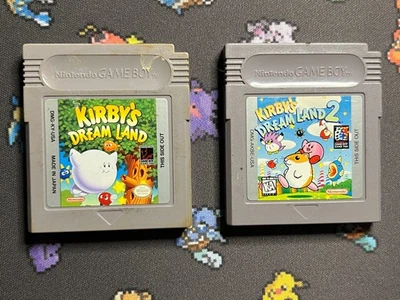 Game Boy Kirby's Dream Land 1 2 Nintendo GB VINTAGE Lot 2 Kirby Authentic Games - Image 1 of 4