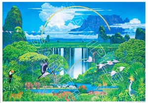 Hiroo Isono "Tropical Land" A4 Kunstdruck Blatt Fantasy Landschaft Tropical Art - Bild 1 von 1