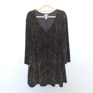 Top Catherines Mujer Talla 3X Negro Dorado Terciopelo Burnout Metálico Túnica Elástica - Imagen 1 de 5