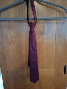 Pre-tied Lands' End Kids Necktie Tie Burgandy Preppy Classic  - Picture 1 of 7