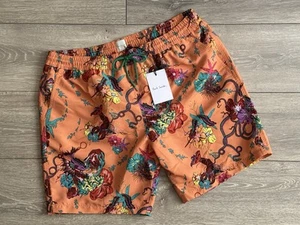 Paul Smith Swim Shorts Long Orange Kraken Print Swimming Trunks Mens 'XL' BNWT - Picture 1 of 7