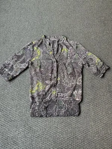 Jacquie Women’s Blouse Button Up Size 10 Floral Print Womens Elastic Sheer Top - Picture 1 of 7