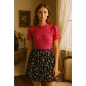 Anthropologie ANNA SUI Montgolfier Silk Skirt Hot Air Balloon Print Size 6 - Picture 1 of 12