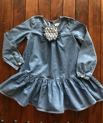 Niña - TUCKER TATE - Vestido Azul Claro Cambray Denim Crochet Volantes Juvenil 5 Foto 1 de 3