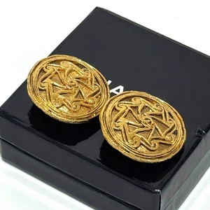 CHANEL 2586 Runde Ohrringe Coco Mark CC Logo Gold Vintage Clip-On Schmuck JAPAN - Bild 1 von 12
