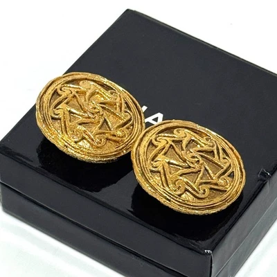 CHANEL 2586 Runde Ohrringe Coco Mark CC Logo Gold Vintage Clip-On Schmuck JAPAN - Bild 1 von 4
